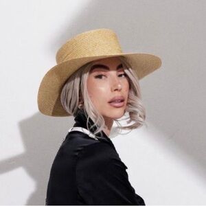 Ardeo Metallic Straw Boater Hat